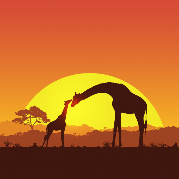 illustration-mere-enfant-girafe-safari-au-coucher-du-soleil-silhouette_218660-229.jpg